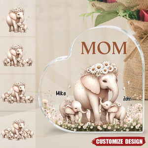 Mama/Nana Elephant With Little Kids Personalized Acrylic Plaque Mother's Day Gift