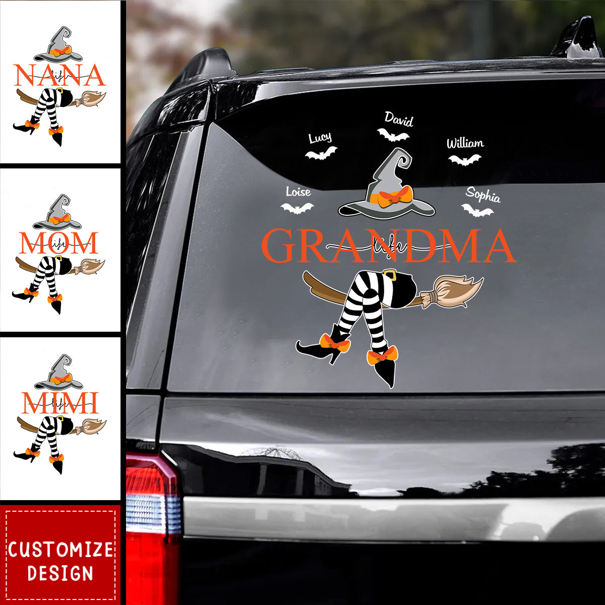 Grandma Life Witch On Broom Personalized Decal