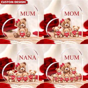 Mama/Nana Bear With Little Kids - Personalized Acrylic Plaque Mother's Day Gift