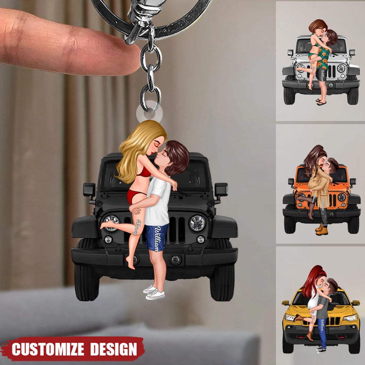 New Release - Personalized Off-Road Car Couple Kiss Keychain