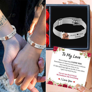 Custom Photo Forever Love Personalized Adjustable Bracelet, Gift For Couple