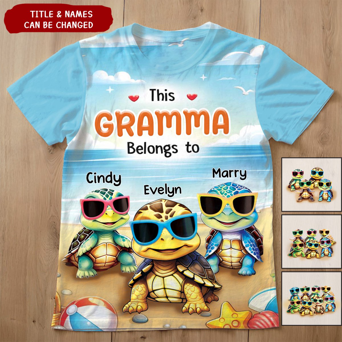 Personalized This Grandma Belongs To Turtle Kids 3D T-shirt - gousvip