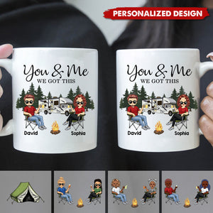 Camping Partners For Life Doll Couple Sitting-Personalized RV Mug-Gift For Camping Lovers