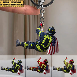 Personalized US/CA Firefighter Custom Name & Department Keychain