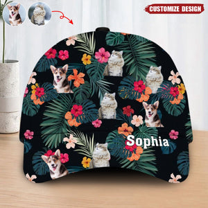 Personalized Photo And Name Tropical Style Dog Cat Classic Cap