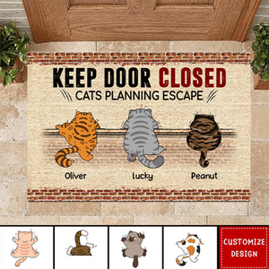 Cats Planning Escape Naughty Cat Brick Personalized Doormat