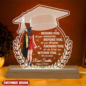 Behind You All Your Memories Graduation Gift Personalized Shape Warm LED Night Light