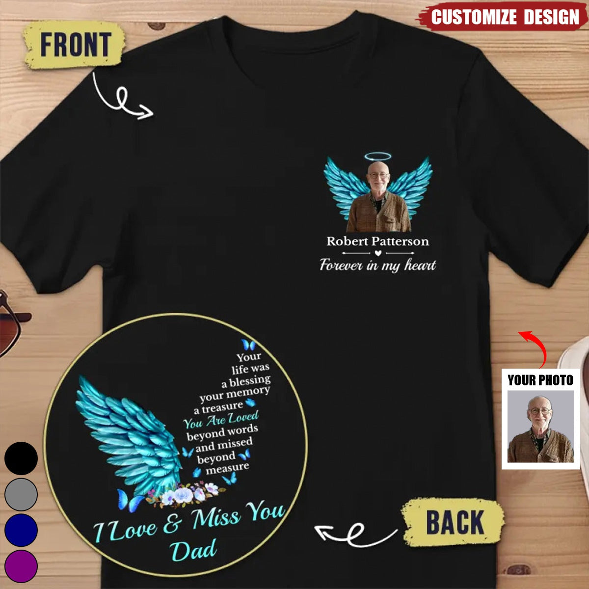 Custom Photo Your Life Was A Blessing, Your Memory A Treasure - Memorial Personalized Back And Front Printed Unisex T-shirt