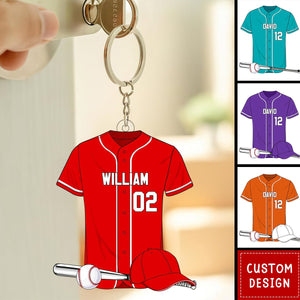 Baseball Shirt Personalized Acrylic Keychain, Gift For Son, Husband