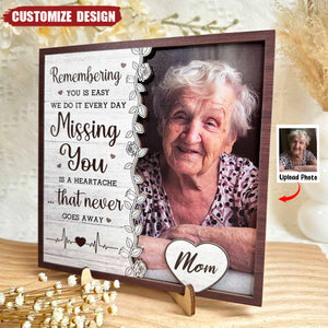 Missing You Is A Heartache - Personalized Wooden Photo Plaque