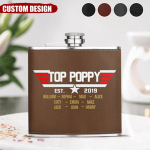 Personalized Papa/Dad Leather Flask - Gift Idea for Dad/Grandpa/Happy Father's Day