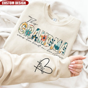 Wear Heart On Sleeve - Personalized Sweatshirt/Hoodie - Gift For Grandma/Mom