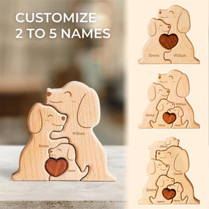 Personalized Wooden Dogs Family Puzzle - Gift For Couple,Family