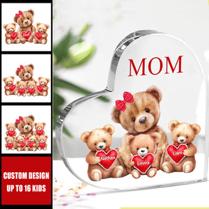 Mama/Nana Bear With Little Kids - Personalized Acrylic Plaque Mother's Day Gift