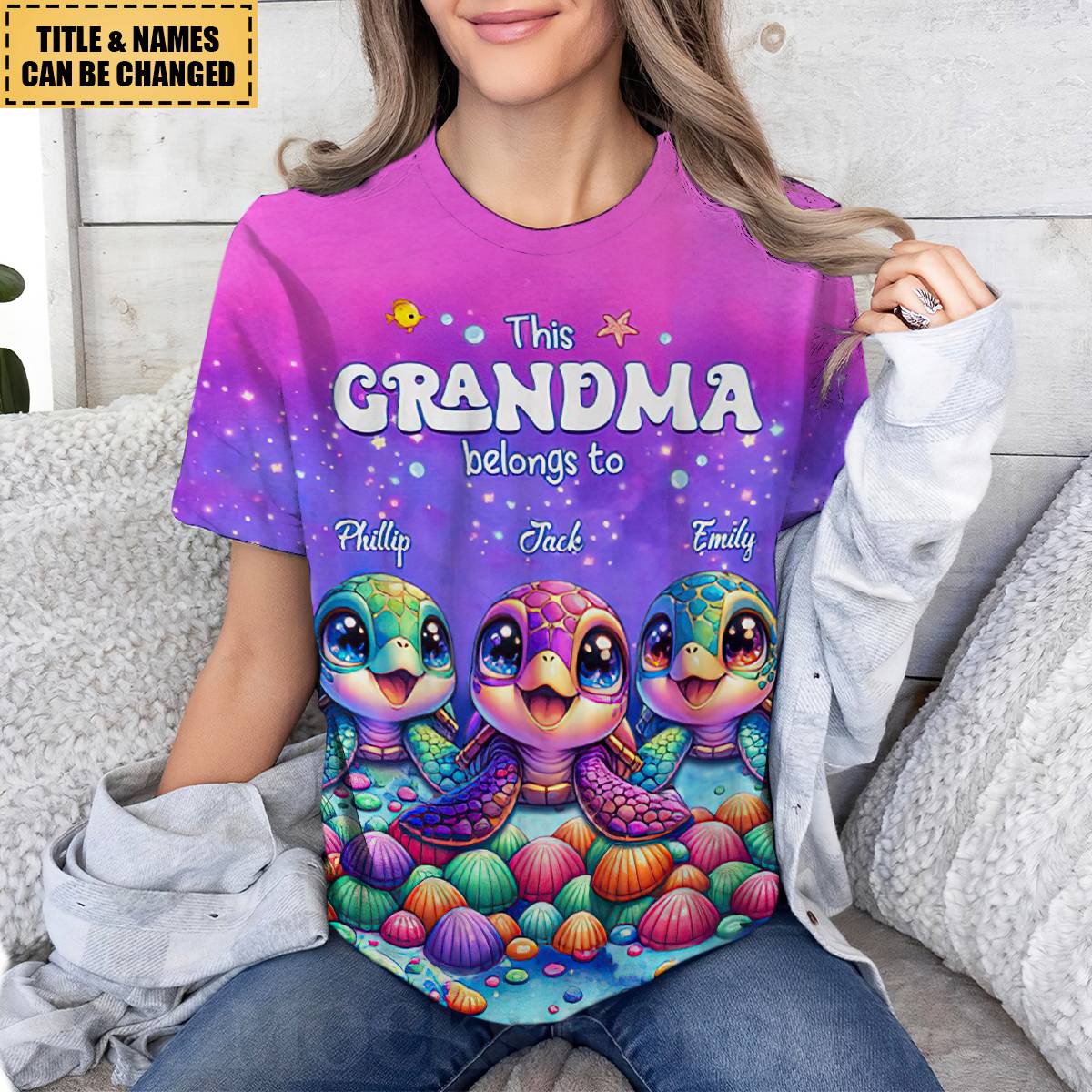 This Grandma belongs to Colorful Turtle Personalized 3D T-shirt - gousvip