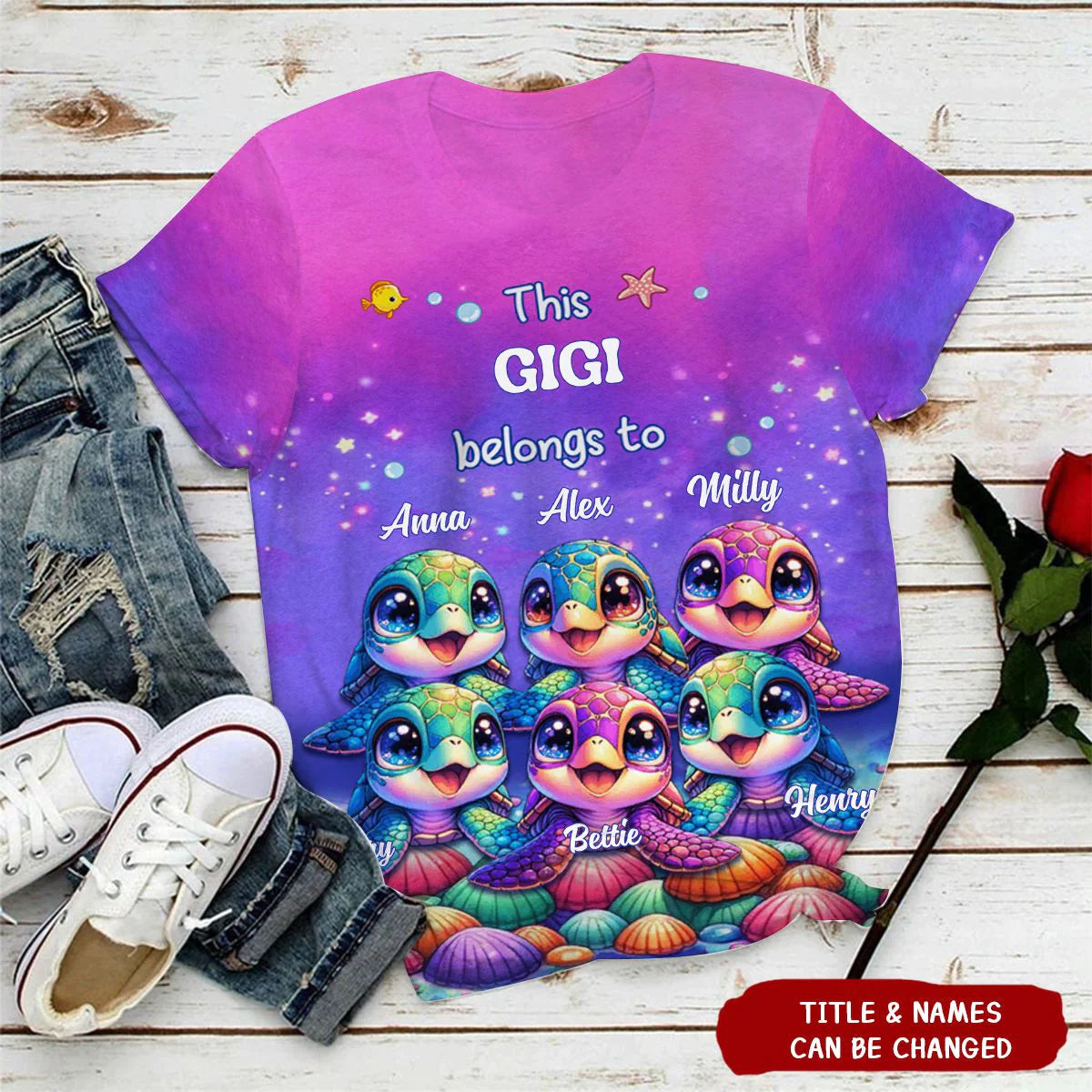 This Grandma belongs to Colorful Turtle Personalized 3D T-shirt - gousvip