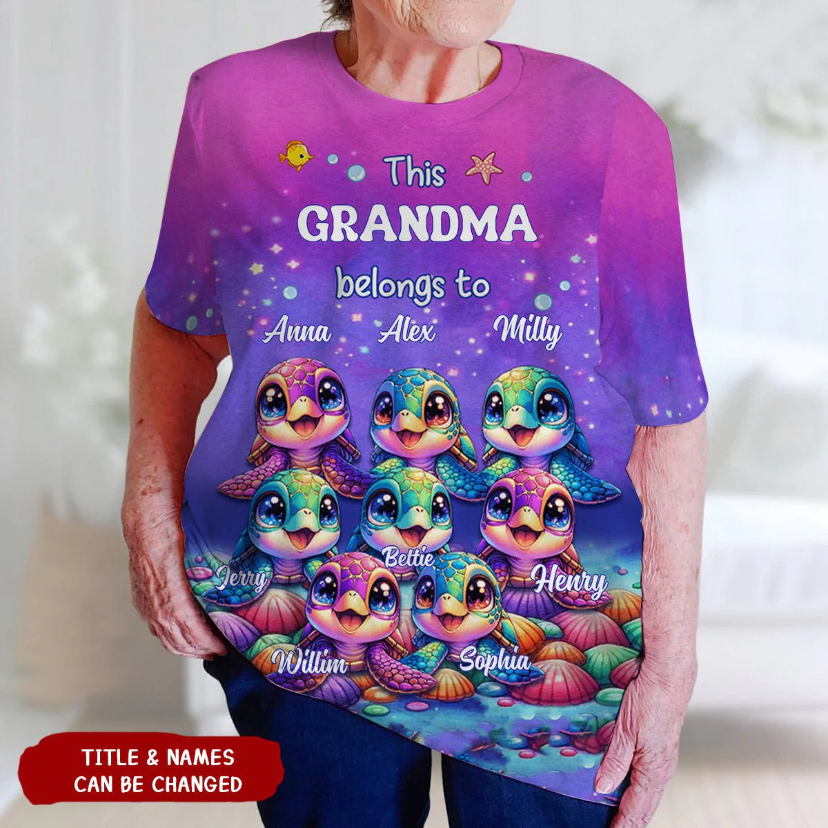 This Grandma belongs to Colorful Turtle Personalized 3D T-shirt - gousvip