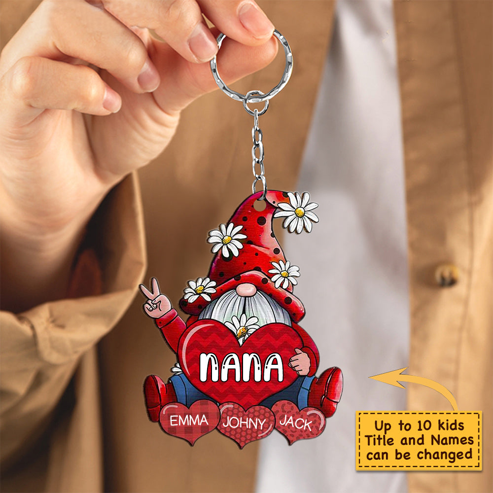 Gnomes With Hearts - Gift For Mom, Grandma - Personalized Acrylic Keychain