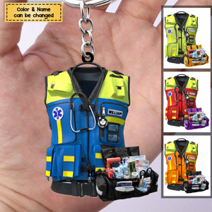 Gift For Paramedic, Emt Paramedic Safety Vest Personalized Flat Acrylic Keychain