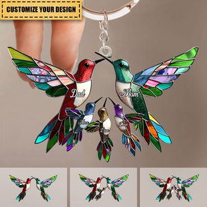 Family Members Hummingbird Together Personalized Acrylic Keychain