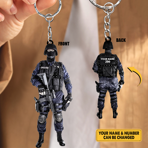 Personalized Gifts For Policeman - Police Shaped Acrylic Keychain