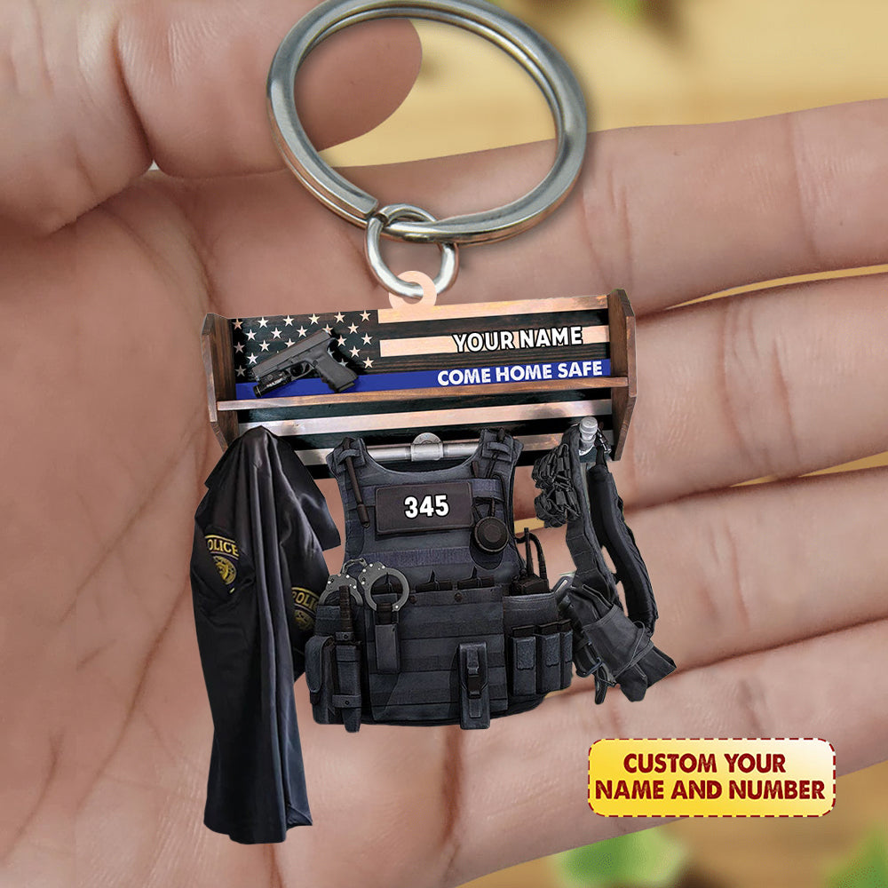 Personalized Police Uniform Acrylic Keychain - gousvip