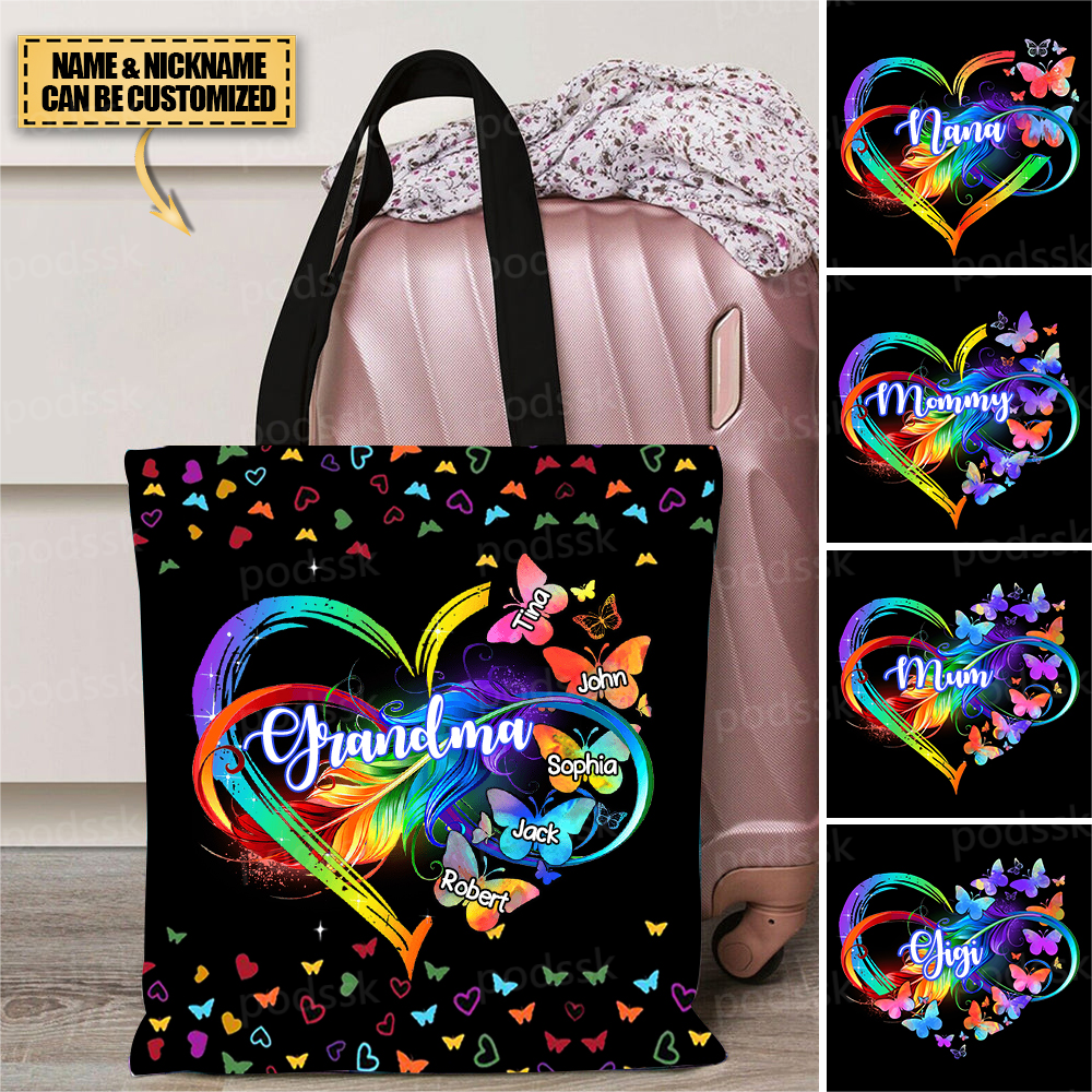 Personalized Mothers Day Canvas Gift Bag w/Names - Customized Floral Mom  Large Goodie Bags Custom Tote for Mother's Gifts Mommy Grandma from  Daughter