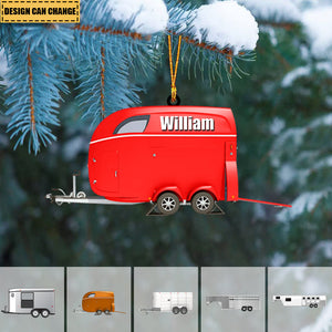 Personalized Horse Transport Trailer Acrylic Car / Christmas Ornament