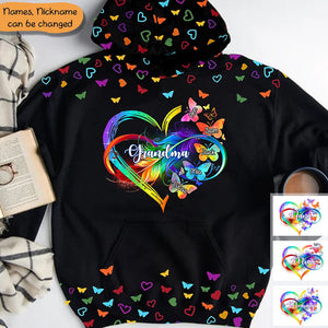 Personalized Grandma Mom Heart Infinity Butterfly Mother's Day Best Gift 3D  Hoodie