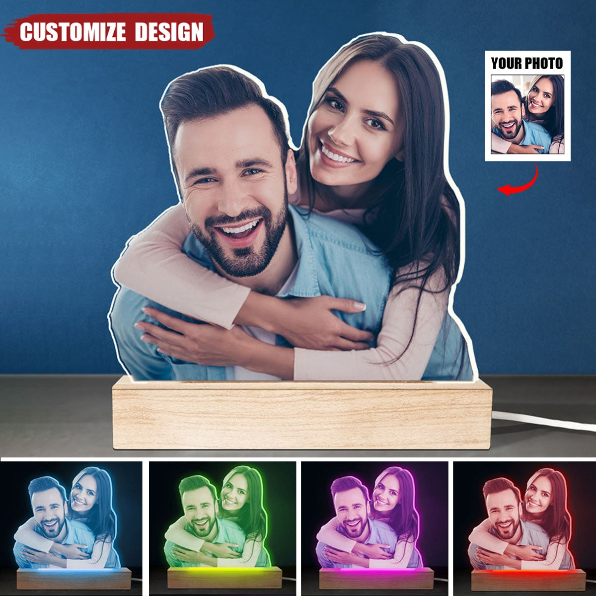 Life Is Better With You - Custom Photo Shaped 3D LED Light